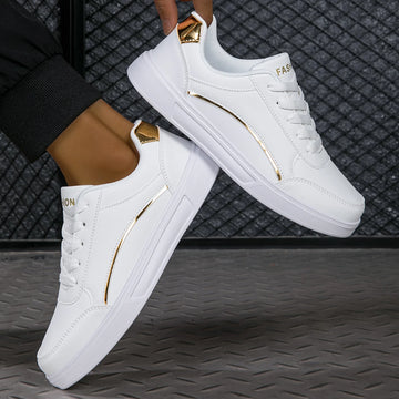 Xajzpa Women's White Shoes Spring Autumn Outdoor Flat Casual Sports Shoes Men New EVA Sole Lace Up Round Toe Fashionable Office Shoes